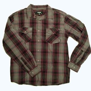 Grey Plaid Active Button up
